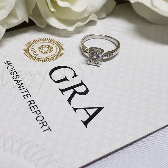 1 Carat Moissanite Solitaire Ring with 925 Sterling Silver Band - Picture 6 of 9